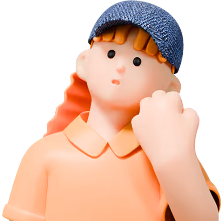 悩んでいる帽子を被った女性の3Dイラスト