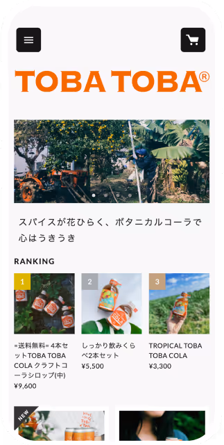 TOBA TOBA COLAオンラインストアのスクリーンショット